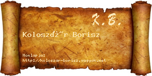 Koloszár Borisz névjegykártya